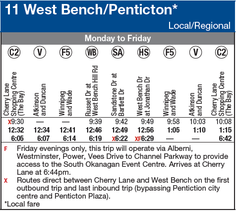 GWB Schedule