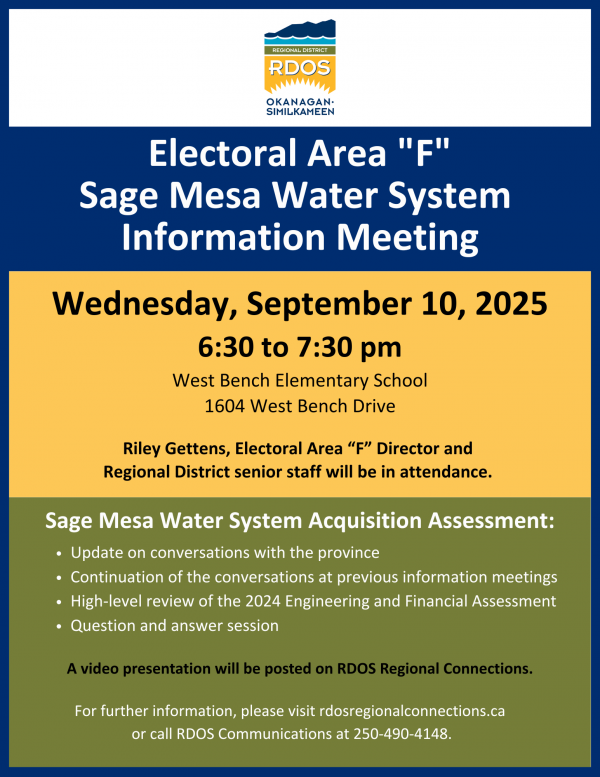Sage Mesa Water System Sept 2025 Info Meeting Poster