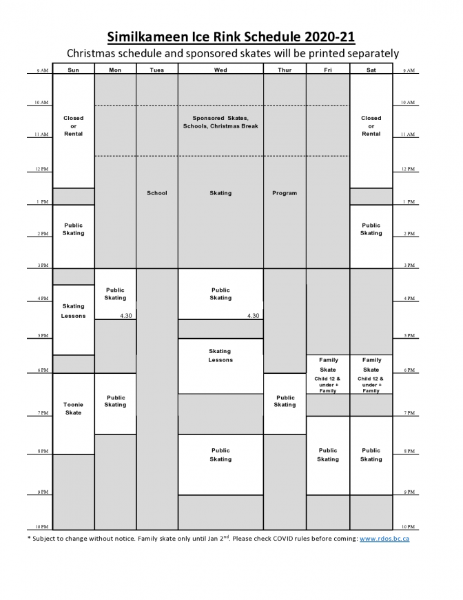 Ice Rink Schedule