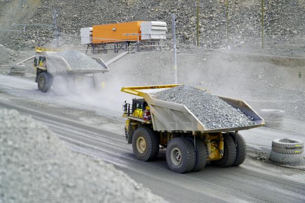 Copper Mountain Mine diesel and electric haulers loaded